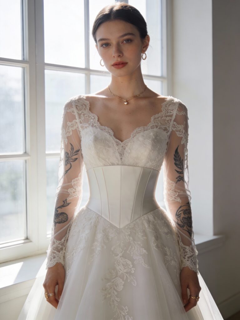 Suknia ślubna z długim rękawem i koronką - czy wybrać sukienkę ślubną z odpinanymi rękawami?